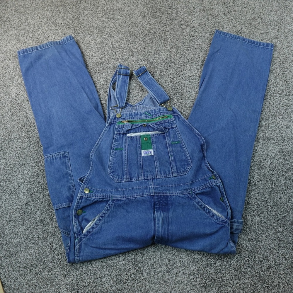 Liberty Overalls Mens 36X30 Dark Blue Jean Denim Carpenter Work Farm Bibs Chore